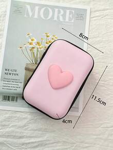 6pcs Heart-Shaped Charger Protector Set Compatible With IPhone 18W/20W Charger, Protective Case + Data Cable Protector + Storage Bag, Anti-Breakage Girly Charger Head Protector - Pink - View 3