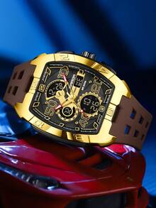 SANDA. SANDA Barrel-Shaped Sports Watch, Multifunction Casual Electronic Watch, Waterproof, Dual Display, Luminous, Alarm, Men's Watch - one-size - View 8