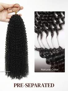 ARABELLA Extensiones de cabello humano 100% natural negro rizado afro crochet sin nudos tipo pluma de 14-24 pulgadas hechas a mano pre-enlazadas pre-seccionadas invisibles Miracle Knot - SNatural - Ver 8