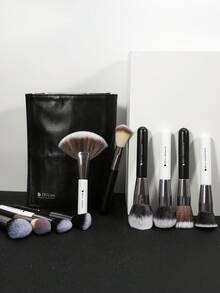DUcare 31-Piece Professional Makeup Brush Set Comes With A Custom Matching Bag, Featuring Ultra-Soft, Skin-Friendly Bristles For Flawless Application, Organized Dust-Proof Storage, And Elegant Design-Perfect For Daily Use, Travel, Thoughtful Gift. - Black and White - View 10