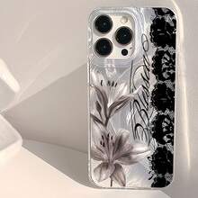1 buah Casing Ponsel Jala Bulu dengan Perlindungan Lensa IMD, Anti Jatuh, Motif Renda Abu-abu Lily, Casing Ponsel Kustom yang Kompatibel dengan iPhone 16 Pro Max/17/16/15/14 Plus/13/12/11/Air dan Seri Lainnya - MultiWarna - View 6