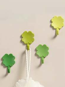 1pc Clover-Shaped Strong Self-Adhesive Hook, Bathroom & Kitchen Wall-Mounted Storage Organizer, Waterproof Removable Damage Free Tape, Suitable For Tile And Glass Walls, Multi-Functional Hook - Multicolor - View 5