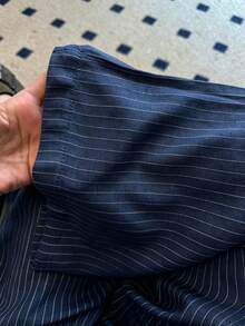Women's Casual Versatile Striped Pocket Long Pants For Daily Wear - Navy Blue - View 4