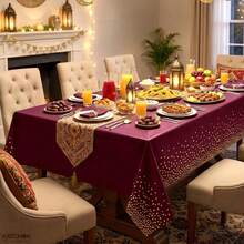 3PCS/1PC 54*108in Disposable Tablecloth For Party Decoration, Pink Gradient Gold Glitter Pattern, Suitable For Wedding, Birthday, Various Theme Parties And Daily Decoration - Pink - View 7