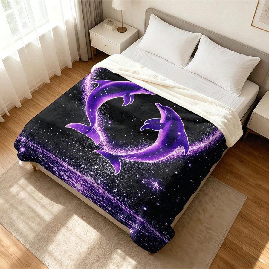 1PC Boho Flannel Blanket, Summer Blanket, Bed Blanket , Blankets For Camping, Blanket For Beach, Throw Blanket, Multi-Use Blanket Soft , Cooling Blanket - Violet Purple - View 1