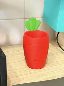 Creative Carrot Shaped 3D Printed Pen Holder, Cute Fruit & Vegetable Stationery Storage Container, Fresh Healing Desktop Decor Ornament - Carrot Pen Holder - View 1