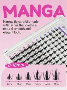 yelix 120Pcs Pointed-Tip D Curl Lash Clusters, Wispy Cartoon Eyelashes 8-18mm Natural And Soft Eyelash Extensions, DIY Cluster False Eyelashes, Easy To Wear And Reusable For Daily Makeup - D - View 5