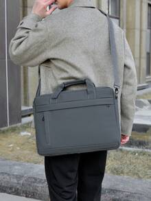 1件多功能商務筆記本電腦包－牛津布料，可調節肩帶，拉鍊開合，適合辦公室或大學使用 - 灰色 - 查看 5
