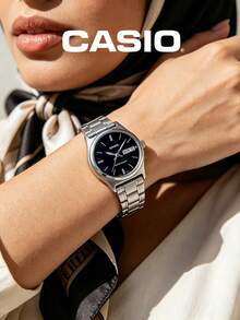 CASIO LTP-V006D-1B2 Stainless Steel Bracelet Black Dial Day Date Display Ladies Quartz Wrist Watch - Silver - View 5