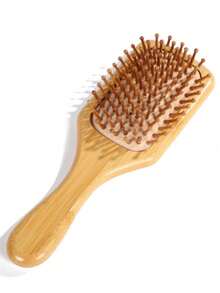 1pc Natural Bamboo Anti-Static Hair Comb, Scalp Massage Cushion Brush, Detangling Styling Tool, Bamboo Scalp Massage Comb, Anti-Static, Smooth Hair Brush, Portable For Home And Travel, Suitable For All Hair Types - Multicolor - View 14
