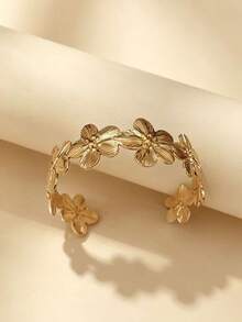 1 pieza/Set Brazalete de flor abierta dorado transfronterizo - Amarillo Oro - Ver 6