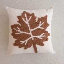 1pc Autumn Maple Leaf Pillow Case, Canvas Flannel Embroidery, Suitable For Autumn Thanksgiving Harvest Home Decor - Maple Leaf - View 5