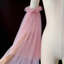 1 Pair Romantic Ruffle Long Loose Tulle Sleeve Cuffs, Exquisite Bridal Accessory, Suitable For Wedding Dress, Party And Travel Photography - Pink - View 6