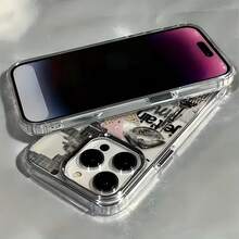 Capa de Celular: 1 Capa de TPU Transparente de Cobertura Total com Colagem da Moda e Estilosa, Estampa de Leopardo, Estrela e Moldura de Foto de Metal, Adequada para iPhone 11 12 13 14 15 16 17 Pro Max - Transparente - Visão 6