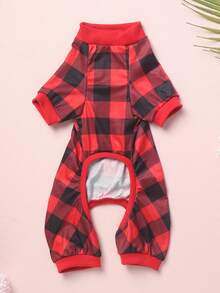 Simple & Comfortable Polyester Four-Legged Pet Outfit, Pajamas And Loungewear, Suitable For Pets And Small Cats & Dogs, Happy Puppy Clothes, All-Season Home Wear (Not Suitable For Large Dogs) - Red - View 7
