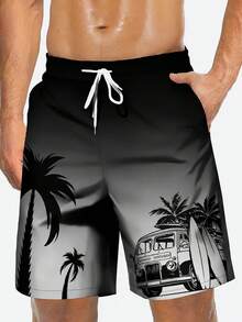 Quick Dry 3D Print Surf Board Shorts Men Casual Summer Swim Trunks Beach Shorts - A - View 4