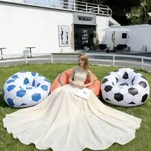 10pcs Football-Shaped Inflatable Bean Bag Sofa, Multi-Functional Home & Camping Inflatable Chair With Air Pump, Portable Slouchy Inflatable Sofa, Home Living Room Balcony Leisure Seat, Outdoor Garden Deck Poolside Lightweight Lounge Chair - Bean Bag Chair - View 5