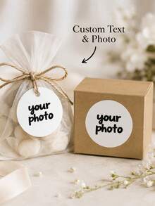 Pegatina redonda personalizada con foto, etiqueta de imagen personalizada, etiqueta de regalo con foto personalizada, decoración para fiesta de boda, tarjeta de recuerdo de memoria - Multicolor - Ver 1