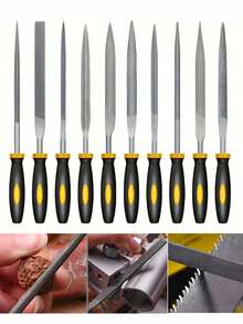 10pcs Diamond Mini Model Metal File Assortment, Fine Steel Files For Metal And Woodworking Polishing, Trimming And Repairing Tools - File - View 1