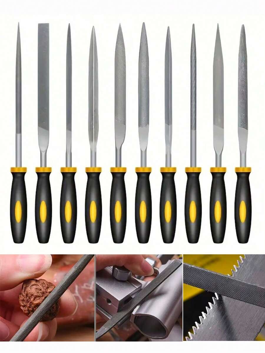 10pcs Diamond Mini Model Metal File Assortment, Fine Steel Files For Metal And Woodworking Polishing, Trimming And Repairing Tools - File - View 1