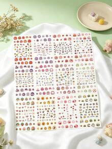 13 Lembar Stiker Kuku Motif Kartun Hewan Lucu, Stiker Kuku Anak Motif Buah dan Makanan Penutup, Dekorasi Kuku Anak/Hadiah Anak - MultiWarna - View 10