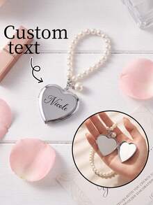 Personalized Bridesmaid Heart Compact Mirror,Custom Name Pearl Initial Charm,Wedding Party Favor,Maid Of Honor Gift For Women,Bridesmaid/Birthday Gift - Multicolor - View 1