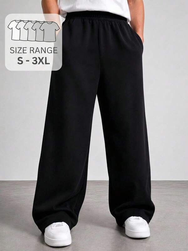 Men's Relaxed Fit Soft-Touch Wide-Leg Cotton Drawstring Sweatpants With Plus Size Options