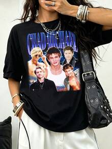 Michael Murray Vintage  T-Shirt Lucas Scott Retro Graphic 100% Cotton Unisex Fan Tee - 黑色 - 查看 1