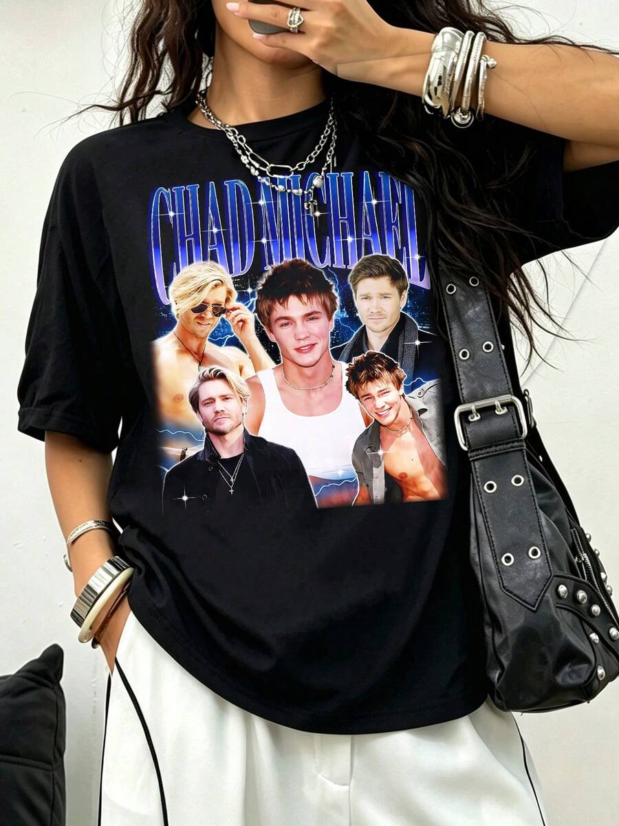 Michael Murray Vintage T-Shirt Lucas Scott Retro Graphic 100% Cotton Unisex Fan Tee - 黑色 - 查看 1