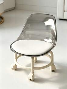 1pc Acrylic Swivel Caster Stool, Movable Backrest Chair With Wheels, Low Stool For Home Use, Please Check Size, Larger Size May Be More Suitable For You. Better Packaging, More Suitable For Giving To Those In Need, Family, Friends, Loved Ones, Also Suitable For Nail Salons, Foot Massage Shops And Other Places - Multicolor - View 4