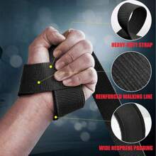 1pair Wrist Wraps, Adjustable Weight Lifting Straps With Comfortable Grip Design, Workout Support Accessories For Pull Up, Deadlift, Gym Training & Fitness Lifestyle - Black - View 5