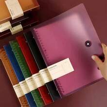 1pc A5 8-Hole Jelly Color Translucent PP Loose-Leaf Binder With Snap Button, Minimalist Notebook Cover & Planner Organizer For School Office Stationery - Ring Binder - View 1