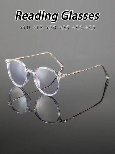 1 par de gafas de lectura de alta definición con montura redonda vintage para hombre, minimalistas, elegantes, ligeras, cómodas, casuales y versátiles, adecuadas para lectura en casa, oficina, exterior y caminatas