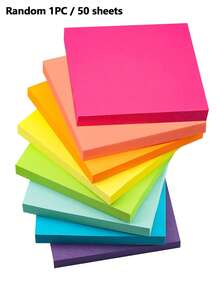 8pcs Square Self-Adhesive Memo Pads, Fluorescent Colorful Sticky Notes, Student Note Strips, Reusable, Aesthetic Macaron Bright Solid Color Minimalist Design, Premium Thick Paper Material, Strong Adhesion Firm Attachment Without Peeling, Back To School Supplies - one-size - View 15