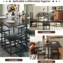 Comedor 4 Personas Mesa 80x80 con 4 Taburetes Negro Texturizado |   Juego de comedor moderno para 4 personas con acabado negro texturizado, para departamentos y espacios compactos. - Negro - Ver 5