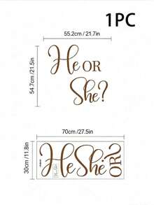 1pc He Or She English Phrase Wall Sticker Decor For Living Room, Bedroom, Party Background, Self-Adhesive Removable, Suitable For Baby Shower, Gender Reveal Party, Baby Party, Halloween Baby Party Decoration - Multicolor - View 7