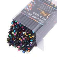 100pcs Fine Tip Stationery Set, Including Pens, Highlighters, Etc., Suitable For Students, Back To School Essential, Pink Color Scheme, Also Suitable For Office Use - Sets - View 1