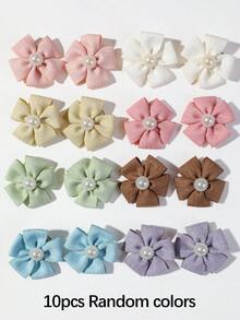 10pcs/Set Colorful Pearl Flower Fabric Floral Hair Clips, Cute & Sweet Hair Accessories For Girls, Suitable For Daily Use - Multicolor - View 9