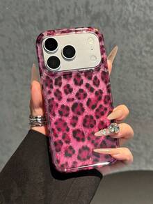Compatible With Apple 17 Pro Max, 16 Pro, 15, 14 New IMD Protective Case, Super Cute Unique Niche Design, Anti-Collision, Cute Pink Leopard Print Shockproof Phone Shell - Pink - View 1
