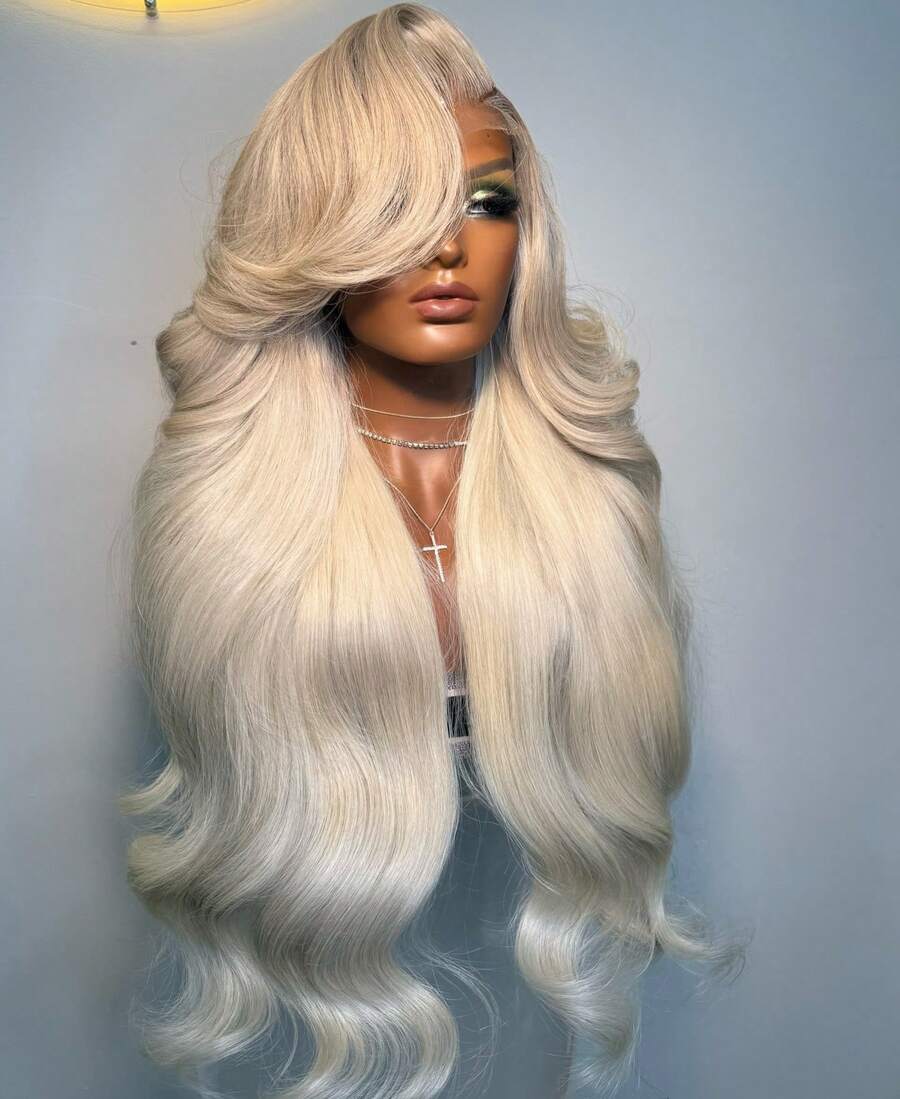 34 Inch 200% Density 13x4 Human Hair Lace Front Wigs Blonde 613 Lace Front Wigs Human Hair Pre Plucked 13x4 Brazilian Body Wave Glueless Wigs Human Hair For Black Women - S613 - 查看 1
