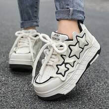 Women's Star Decor Detachable 4-Wheel Roller Shoes, Fashion Thick Sole Athletic Shoes, Suitable For Beginners Daily Play - Black - View 4