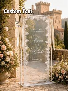 Personalized Sheer Lace Wedding Welcome Sign, Romantic Boho Ceremony Decor, Custom Banner - Multicolor - View 15