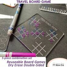 5pcs Reusable Whiteboard Game Set - Double-Sided Dry Erase Boards, Including Word Guessing Game And Tic Tac Toe - Portable 10x10cm Whiteboards, Suitable For Travel, Classroom, Home School, Party - Erasable Surface, Ideal For Family Game Night, - Multicolor - View 4