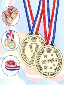18/12/6/1pc Plastic Gold Champion Medal Bulk Pack, Suitable For Sports, Back To School, Game Competition, Party Favors And Decoration - Multicolor - View 10