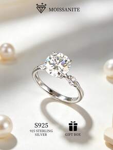 925 Sterling Silver Tree Branch Moissanite Ring For Women - 2CT 8mm Round Cut Moissanite Wedding Engagement Ring - Fashion Vintage Minimalist Tree Branch Design - Suitable For Daily, Party, Wedding Occasions - Gift For Girlfriend, Wife - Includes Moissanite Certificate + Gift Box - 2CT-(8mm) Moissanite-white Gold - View 2