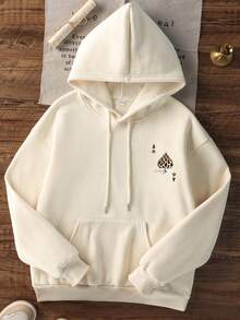 Women's Drawstring Pocket Hooded Sweatshirt, Leopard Print Bird & Letter Graphic On Chest, Soft Fabric, Loose Fit Casual Sweatshirt For Autumn/Winter - Apricot - View 10
