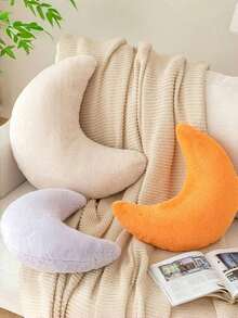 Moon Pillow, Soft Faux Rabbit Fur Decorative Cute Pillow, Suitable For Bedroom, Bed And Sofa, Easter Decoration Pillow, Suitable For Spring Sofa, Bedroom, Living Room, Light Pink - Purple - View 3