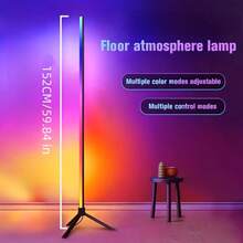 1pc Scandinavian Style RGB IC Corner Floor Lamp With Color-Changing LED, Smart App Control Music Sync, Timer, Infrared Remote, DIY Color And Dimmable Function, USB Powered, Suitable For Living Room, Bedroom, Game Room, Party - Multicolor - View 4