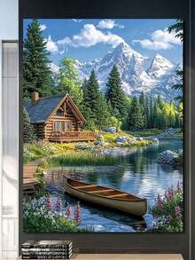 1pc 5D Diamond Painting Kit, Landscape Pattern, Diamond Embroidery Cross Stitch Set, Diamond Embroidery Mosaic Gift. Exquisite And Stress-Relieving Adult And Beginner Handmade Diamond Sticker Art. Includes Round Full Diamond Drill Number Art Kit DIY. Ideal Choice As New Year Gift, Perfect For Home Decor And Room Wall Decoration. - No Frame - View 1