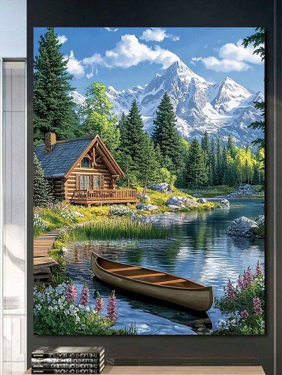 1pc 5D Diamond Painting Kit, Landscape Pattern, Diamond Embroidery Cross Stitch Set, Diamond Embroidery Mosaic Gift. Exquisite And Stress-Relieving Adult And Beginner Handmade Diamond Sticker Art. Includes Round Full Diamond Drill Number Art Kit DIY. Ideal Choice As New Year Gift, Perfect For Home Decor And Room Wall Decoration. - No Frame - View 1